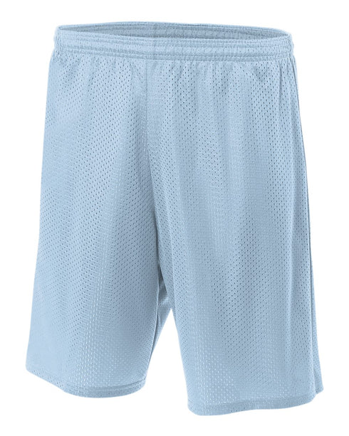 A4 9" Lined Tricot Mesh Short (N5296), Color 'Light Blue'
